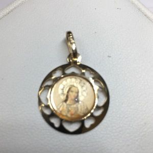New 14K yellow gold stamped holy jesus pendant